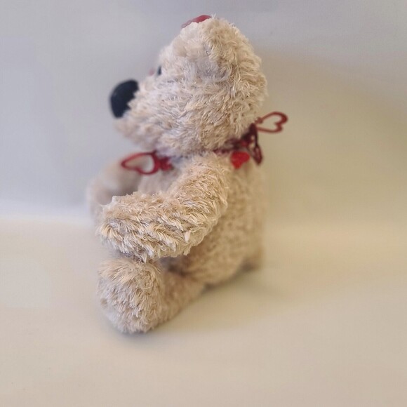Galerie Sitting Teddy Bear Red Bow Heart Collar Soft Plush Stuffed Animal 6" - Picture 2 of 11